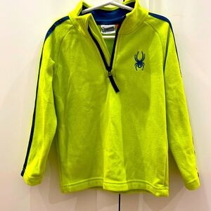 Spyder Pullover. Boys. Lime Green with Navy stripe. Size XS.